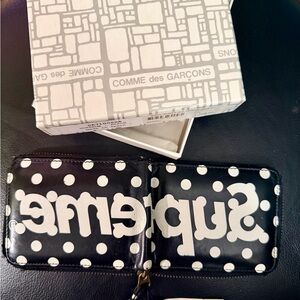 Supreme / Comme des Garcons Black and White Polka Dot Wallet Used With Box